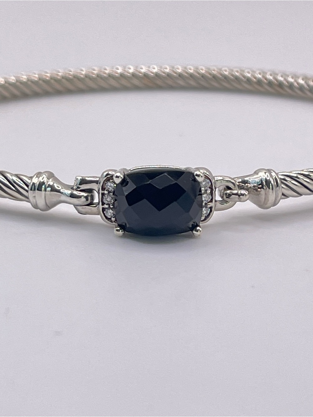 David Yurman Black Onyx Petite Wheaton Bracelet with Diamonds - Picture 9 of 11
